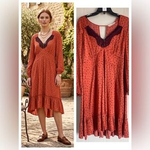 Odd Molly Printed Midi Dress Size 4 Vintage Feminine Countryside Style